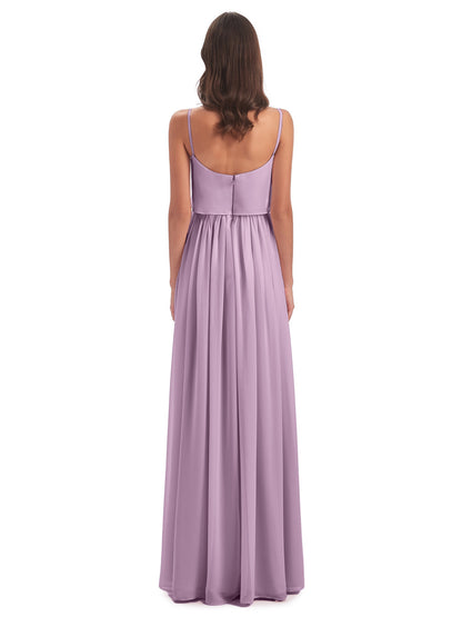 Riley A-line Spaghetti Straps Chiffon Bridesmaid Dresses