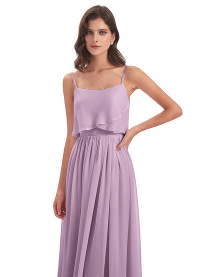 Riley A-line Spaghetti Straps Chiffon Bridesmaid Dresses