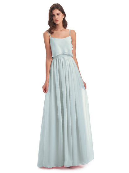 Riley A-line Spaghetti Straps Chiffon Bridesmaid Dresses