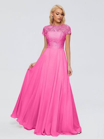Cicinia Rose A-Line Cap Sleeves Lace Bridesmaid Dresses With Pockets
