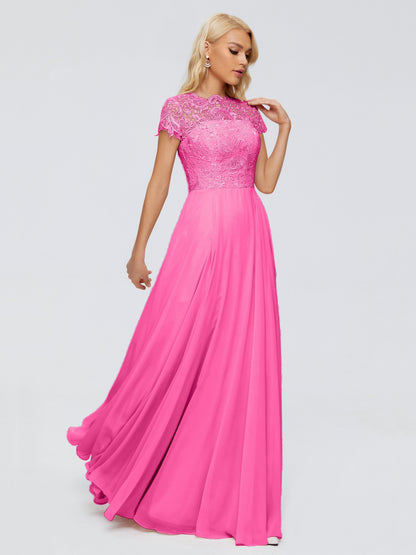 Cicinia Rose A-Line Cap Sleeves Lace Bridesmaid Dresses With Pockets
