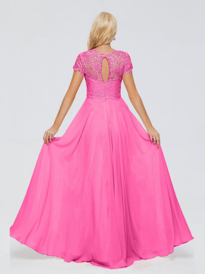 Cicinia Rose A-Line Cap Sleeves Lace Bridesmaid Dresses With Pockets