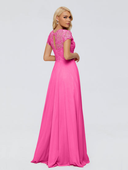 Cicinia Rose A-Line Cap Sleeves Lace Bridesmaid Dresses With Pockets