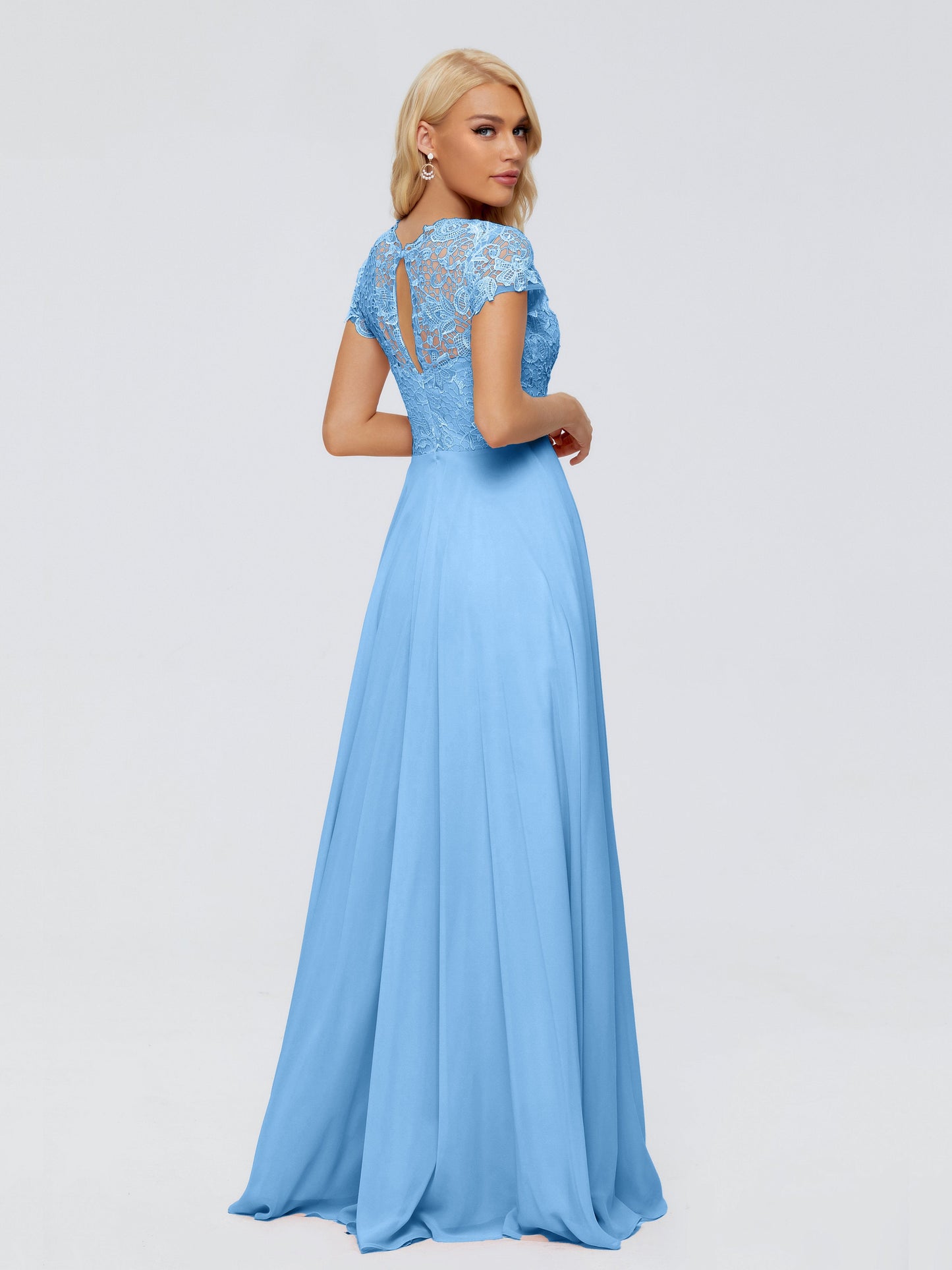 Cicinia Rose A-Line Cap Sleeves Lace Bridesmaid Dresses With Pockets