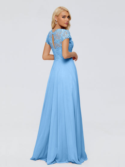 Cicinia Rose A-Line Cap Sleeves Lace Bridesmaid Dresses With Pockets