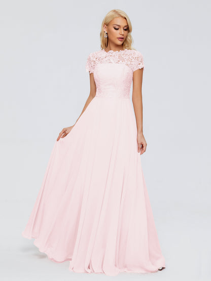 Cicinia Rose A-Line Cap Sleeves Lace Bridesmaid Dresses With Pockets