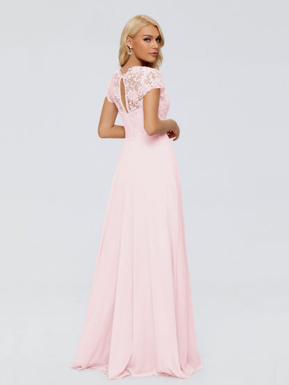 Cicinia Rose A-Line Cap Sleeves Lace Bridesmaid Dresses With Pockets