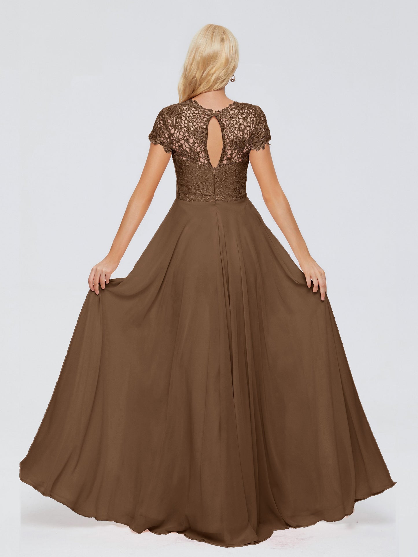 Cicinia Rose A-Line Cap Sleeves Lace Bridesmaid Dresses With Pockets