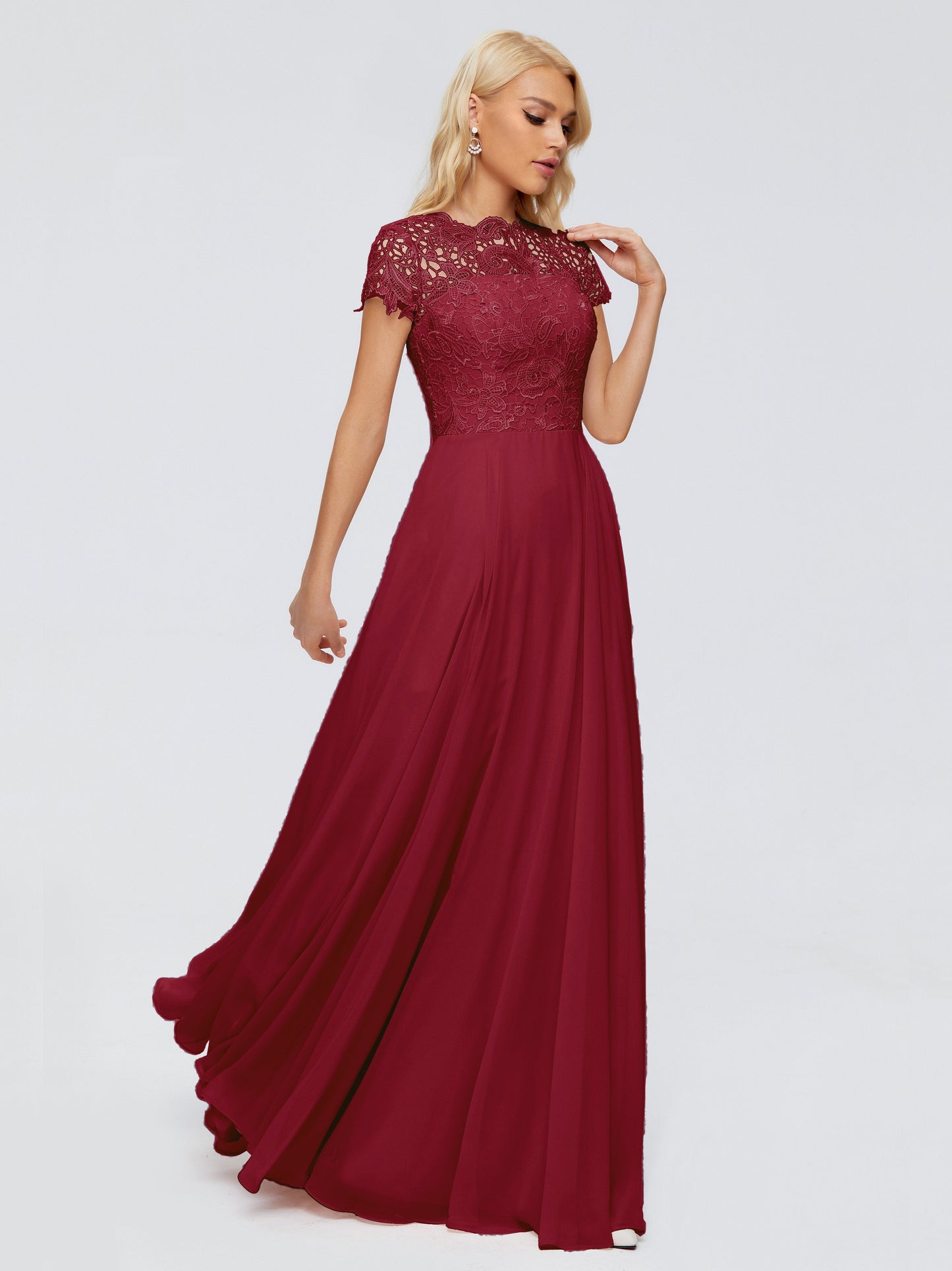 Cicinia Rose A-Line Cap Sleeves Lace Bridesmaid Dresses With Pockets