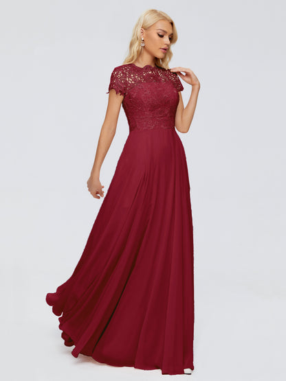 Cicinia Rose A-Line Cap Sleeves Lace Bridesmaid Dresses With Pockets