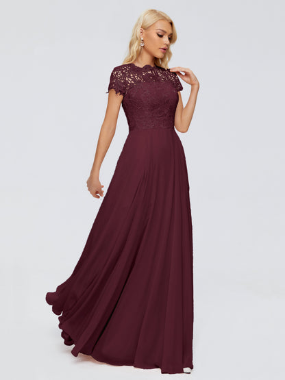 Cicinia Rose A-Line Cap Sleeves Lace Bridesmaid Dresses With Pockets