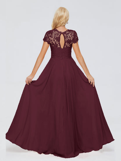 Cicinia Rose A-Line Cap Sleeves Lace Bridesmaid Dresses With Pockets