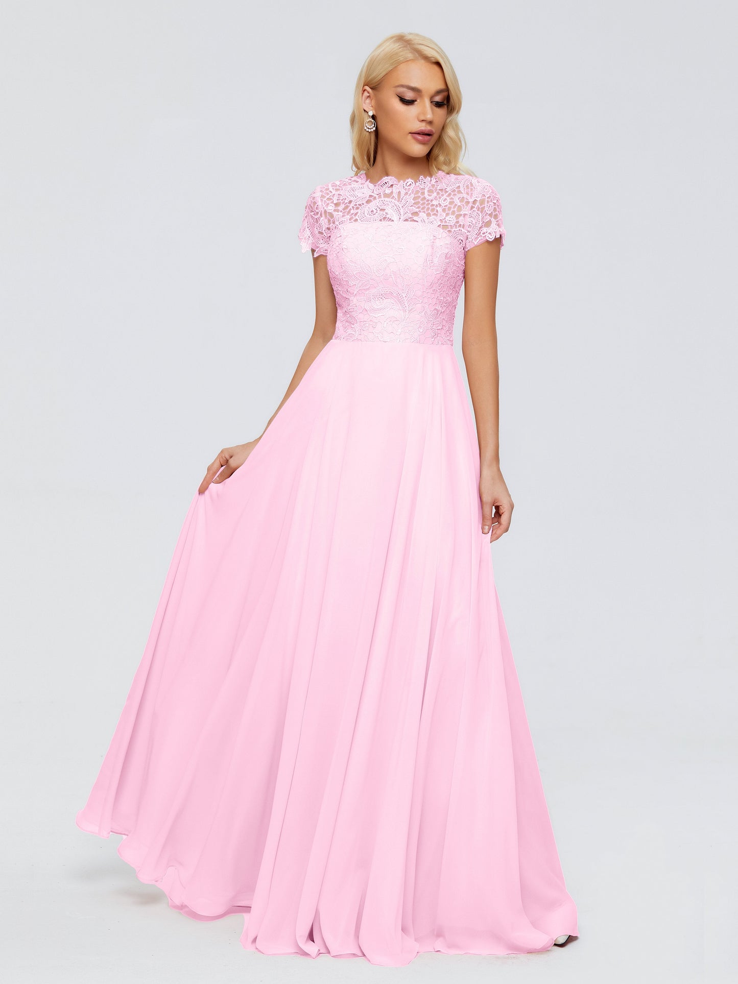 Cicinia Rose A-Line Cap Sleeves Lace Bridesmaid Dresses With Pockets