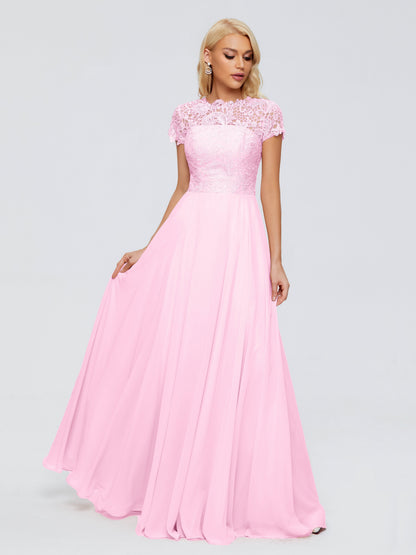 Cicinia Rose A-Line Cap Sleeves Lace Bridesmaid Dresses With Pockets