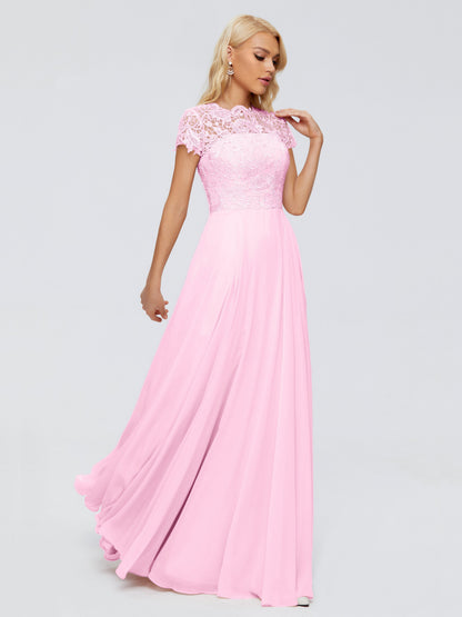 Cicinia Rose A-Line Cap Sleeves Lace Bridesmaid Dresses With Pockets