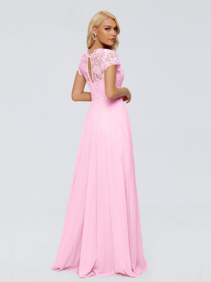 Cicinia Rose A-Line Cap Sleeves Lace Bridesmaid Dresses With Pockets