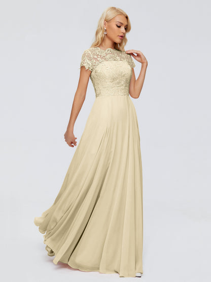 Cicinia Rose A-Line Cap Sleeves Lace Bridesmaid Dresses With Pockets