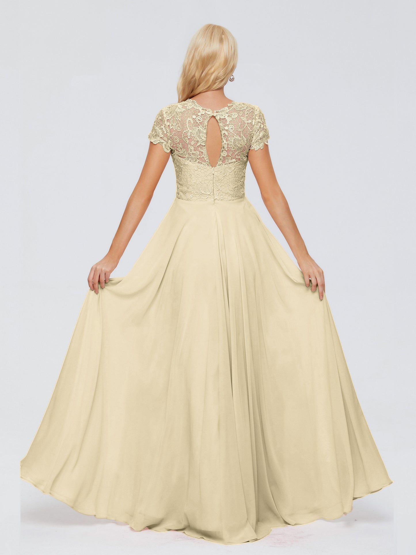 Cicinia Rose A-Line Cap Sleeves Lace Bridesmaid Dresses With Pockets