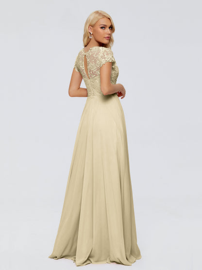 Cicinia Rose A-Line Cap Sleeves Lace Bridesmaid Dresses With Pockets