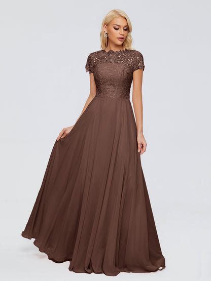Cicinia Rose A-Line Cap Sleeves Lace Bridesmaid Dresses With Pockets
