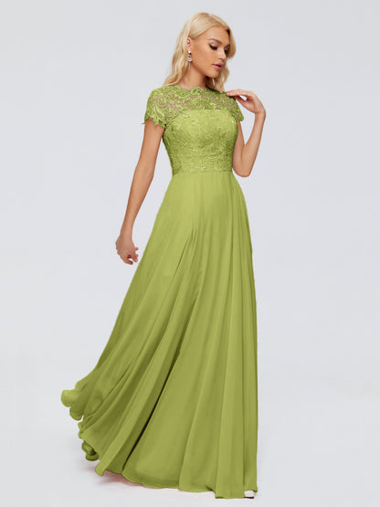 Cicinia Rose A-Line Cap Sleeves Lace Bridesmaid Dresses With Pockets
