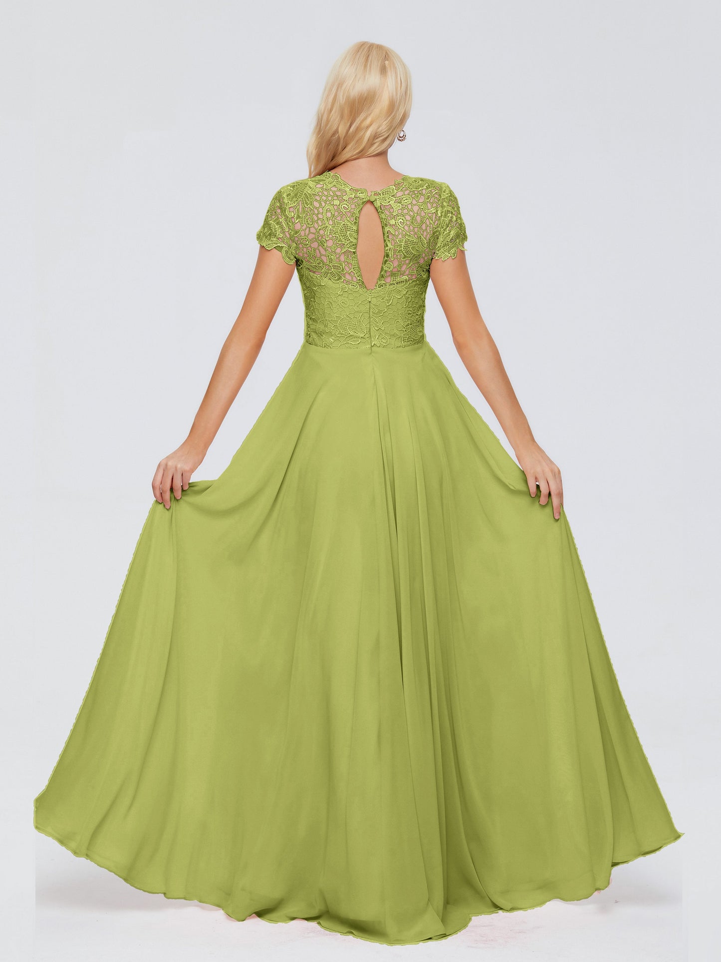 Cicinia Rose A-Line Cap Sleeves Lace Bridesmaid Dresses With Pockets