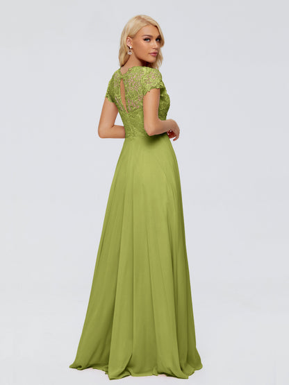 Cicinia Rose A-Line Cap Sleeves Lace Bridesmaid Dresses With Pockets