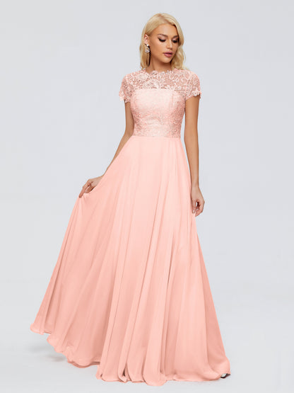 Cicinia Rose A-Line Cap Sleeves Lace Bridesmaid Dresses With Pockets