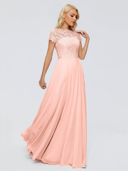 Cicinia Rose A-Line Cap Sleeves Lace Bridesmaid Dresses With Pockets