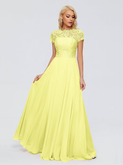 Cicinia Rose A-Line Cap Sleeves Lace Bridesmaid Dresses With Pockets