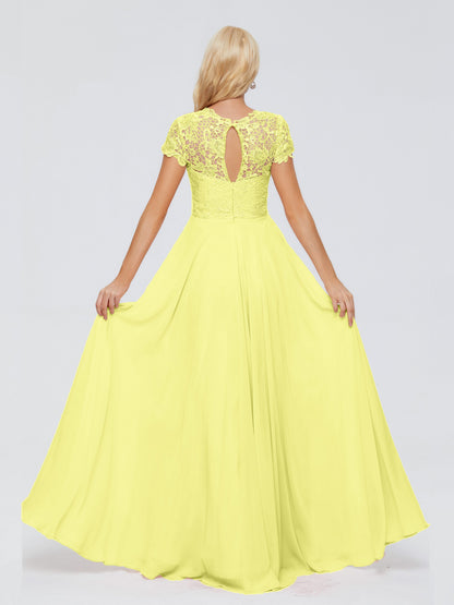 Cicinia Rose A-Line Cap Sleeves Lace Bridesmaid Dresses With Pockets