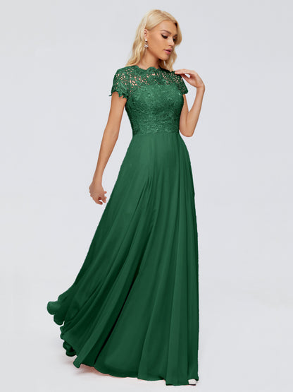 Cicinia Rose A-Line Cap Sleeves Lace Bridesmaid Dresses With Pockets