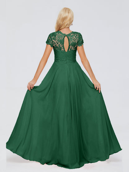 Cicinia Rose A-Line Cap Sleeves Lace Bridesmaid Dresses With Pockets