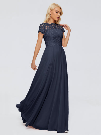Cicinia Rose A-Line Cap Sleeves Lace Bridesmaid Dresses With Pockets