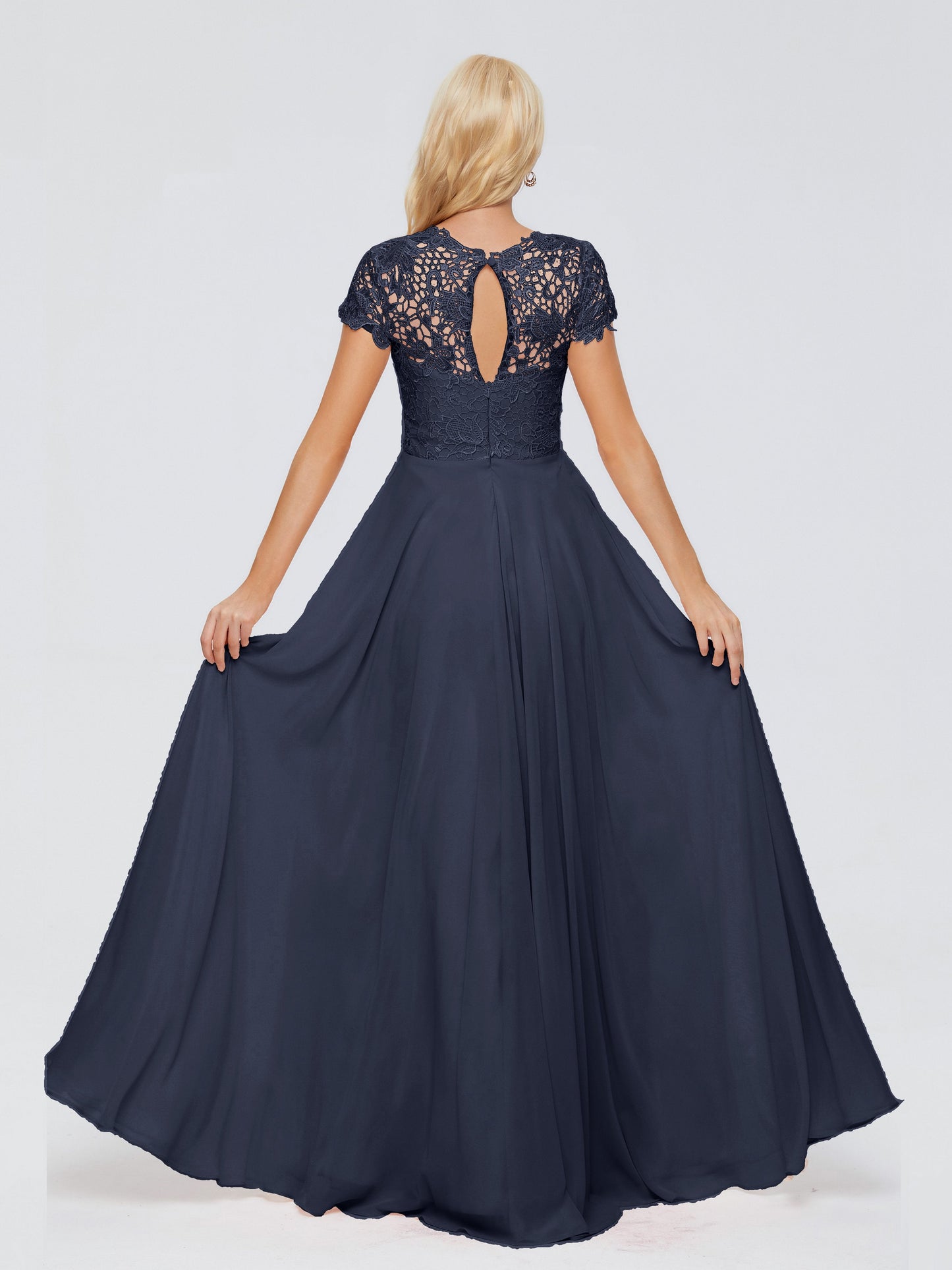 Cicinia Rose A-Line Cap Sleeves Lace Bridesmaid Dresses With Pockets
