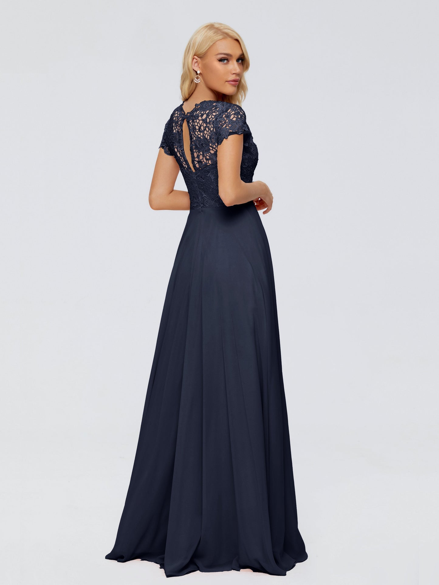 Cicinia Rose A-Line Cap Sleeves Lace Bridesmaid Dresses With Pockets