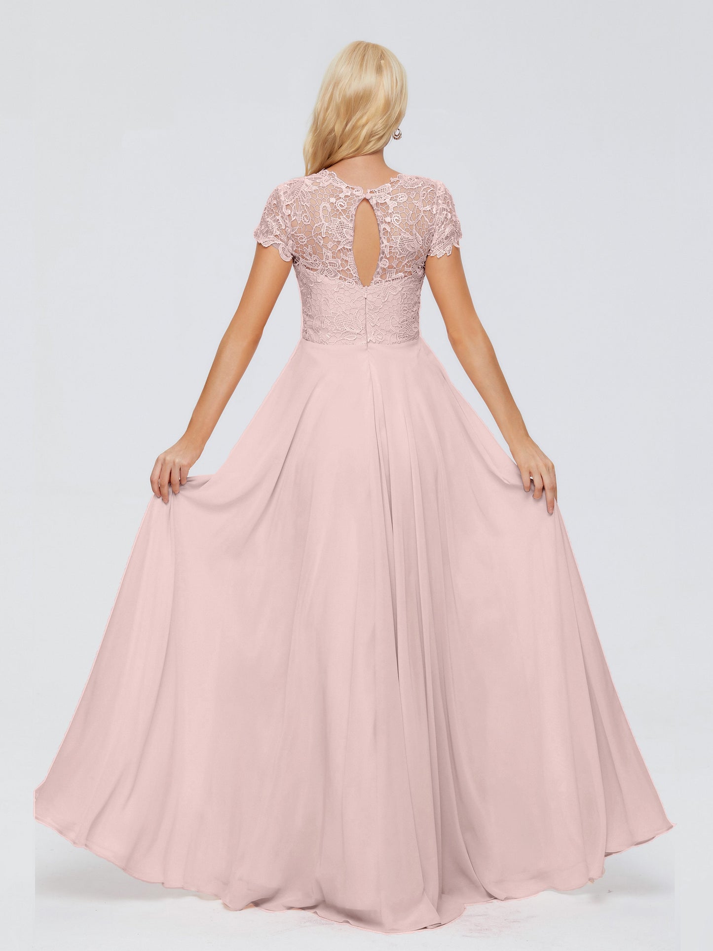 Cicinia Rose A-Line Cap Sleeves Lace Bridesmaid Dresses With Pockets