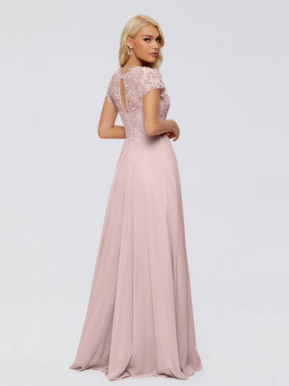 Cicinia Rose A-Line Cap Sleeves Lace Bridesmaid Dresses With Pockets