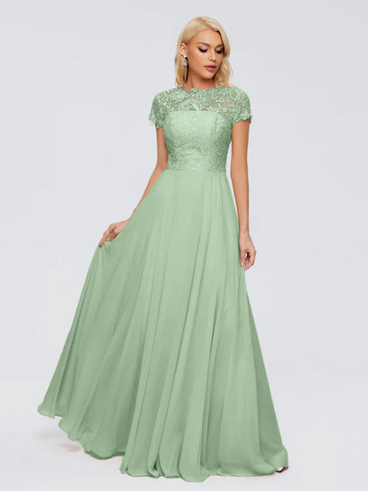 Cicinia Rose A-Line Cap Sleeves Lace Bridesmaid Dresses With Pockets