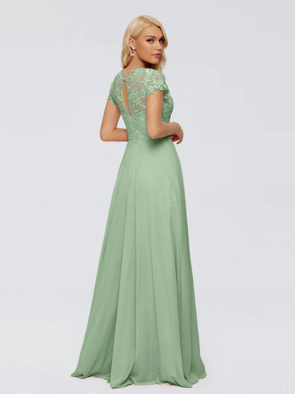 Cicinia Rose A-Line Cap Sleeves Lace Bridesmaid Dresses With Pockets