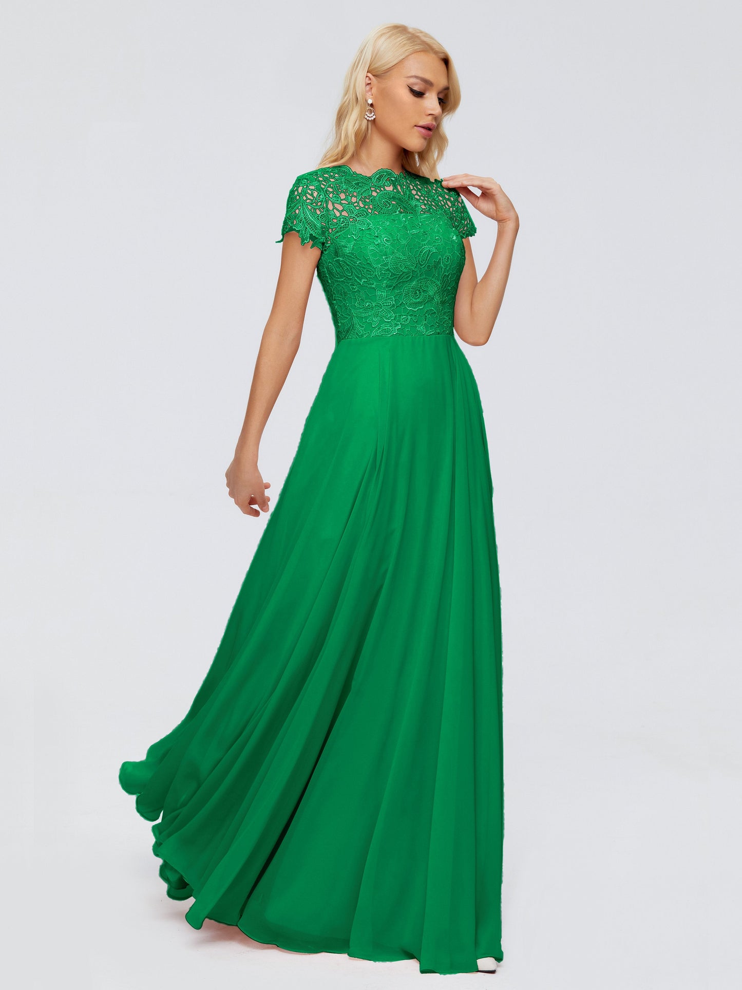 Cicinia Rose A-Line Cap Sleeves Lace Bridesmaid Dresses With Pockets
