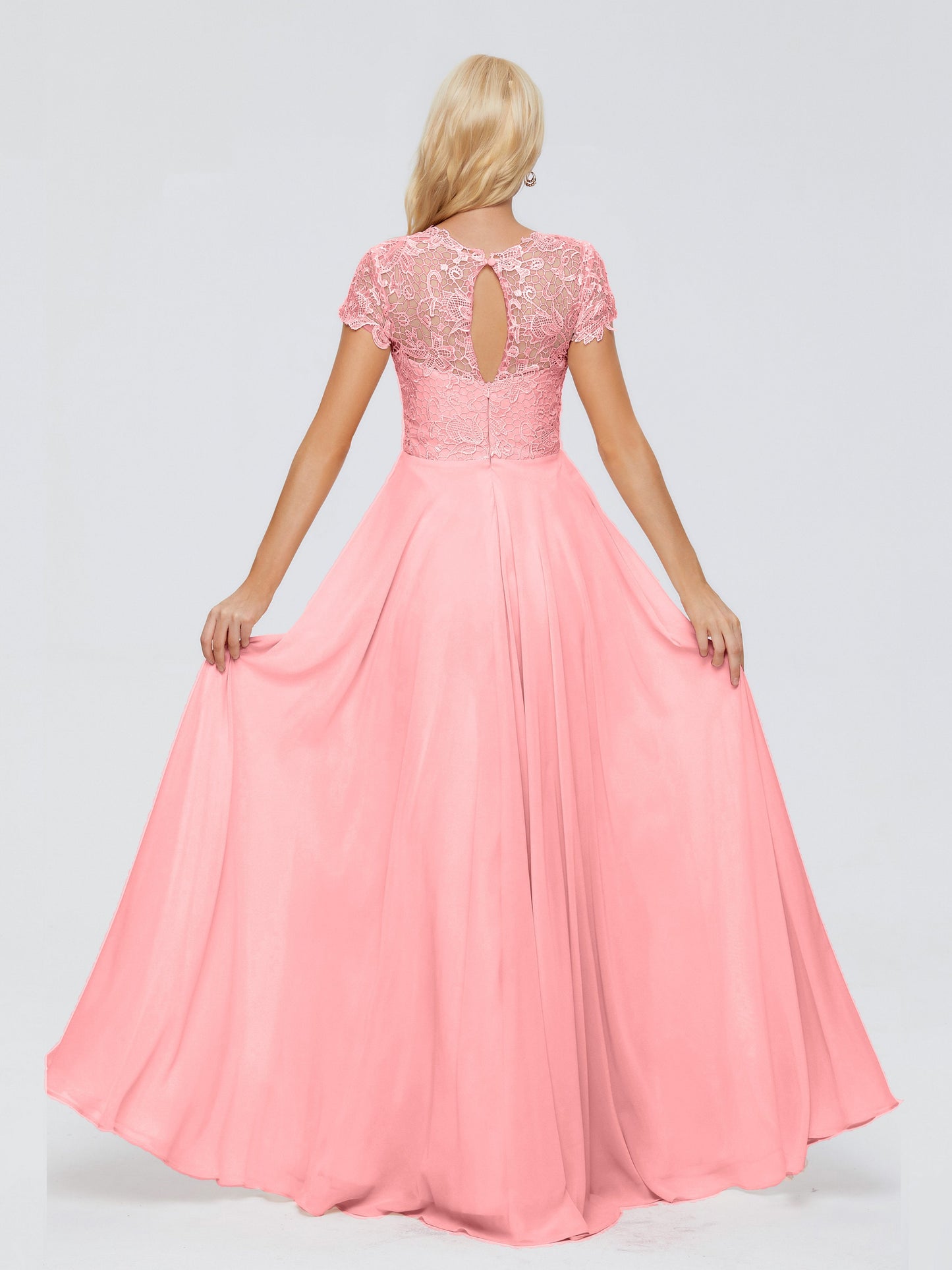 Cicinia Rose A-Line Cap Sleeves Lace Bridesmaid Dresses With Pockets