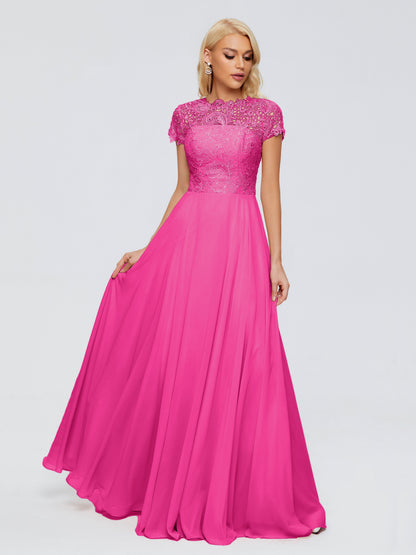 Cicinia Rose A-Line Cap Sleeves Lace Bridesmaid Dresses With Pockets