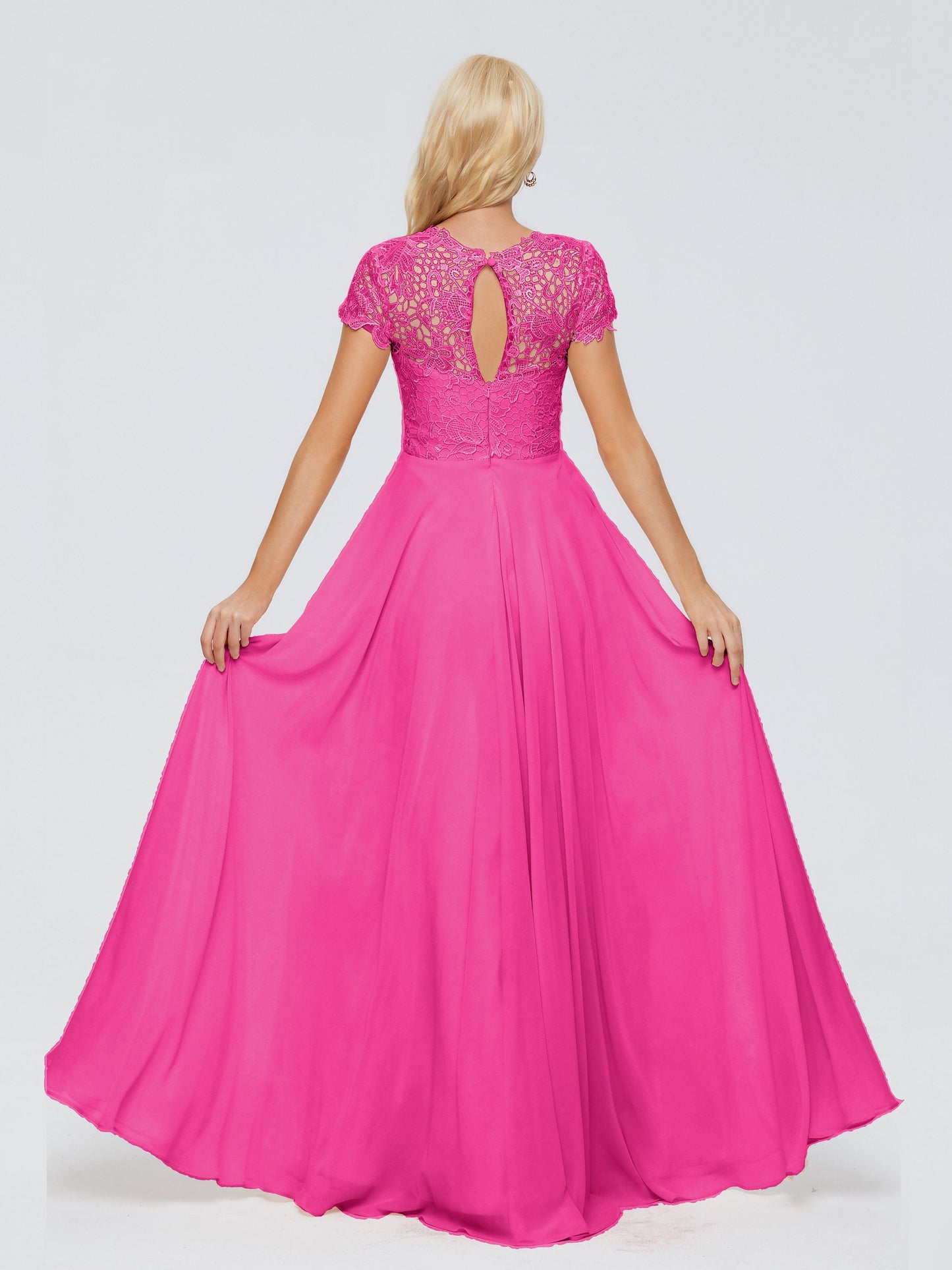 Cicinia Rose A-Line Cap Sleeves Lace Bridesmaid Dresses With Pockets