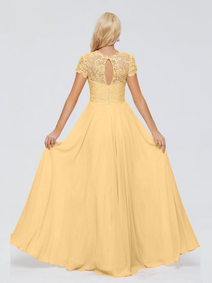 Cicinia Rose A-Line Cap Sleeves Lace Bridesmaid Dresses With Pockets