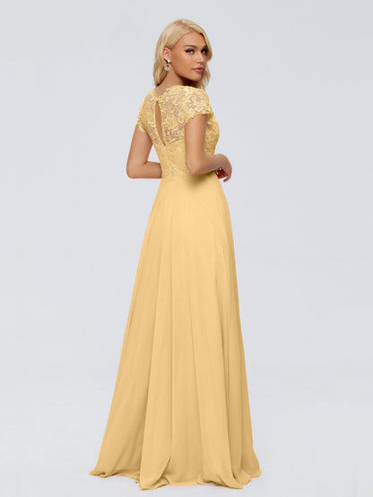 Cicinia Rose A-Line Cap Sleeves Lace Bridesmaid Dresses With Pockets