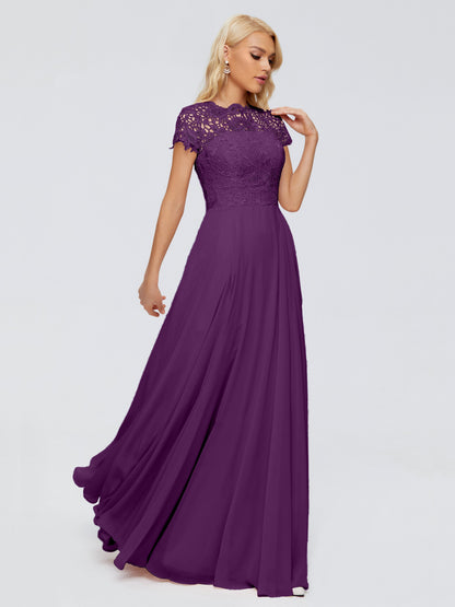 Cicinia Rose A-Line Cap Sleeves Lace Bridesmaid Dresses With Pockets