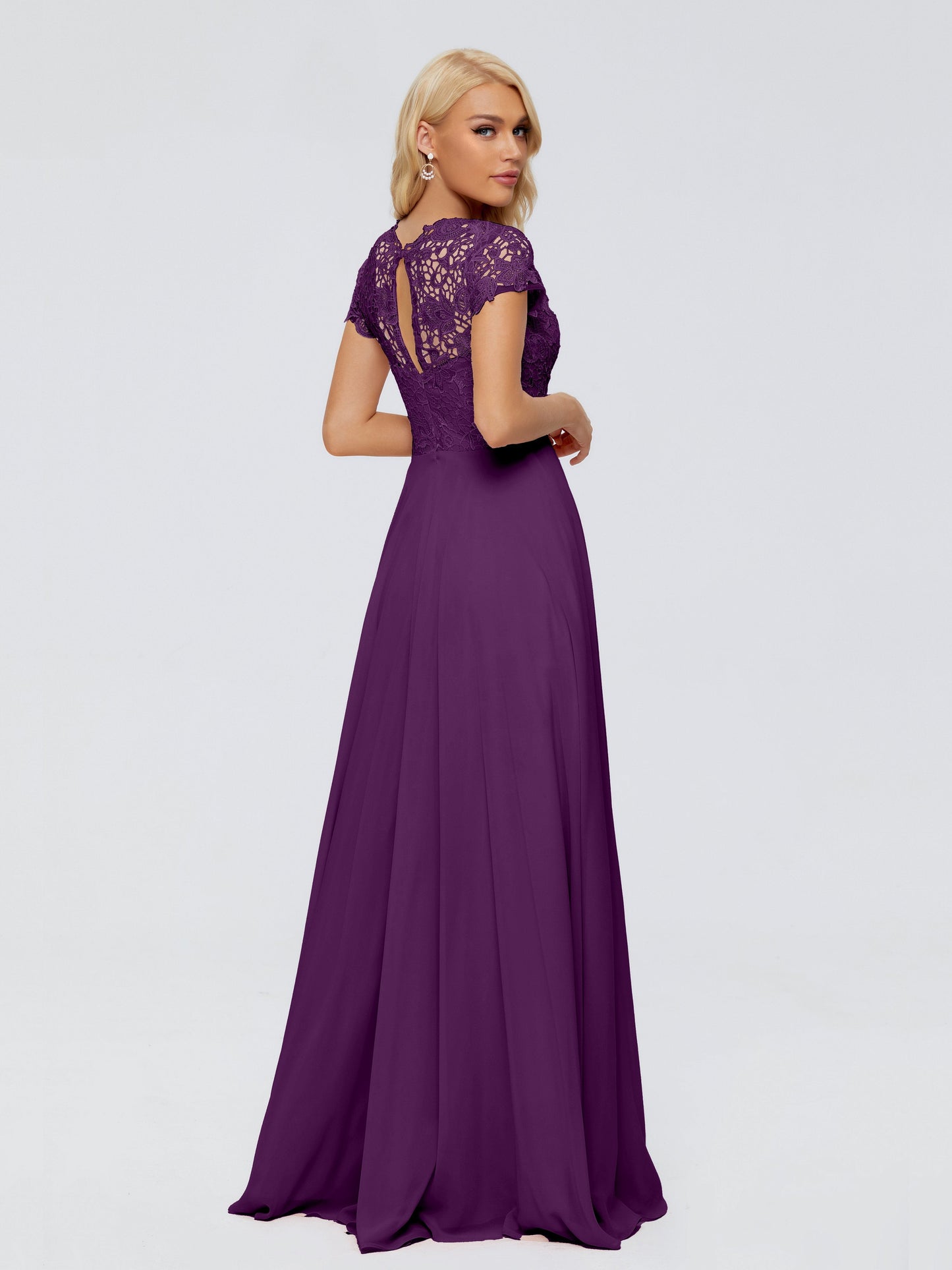 Cicinia Rose A-Line Cap Sleeves Lace Bridesmaid Dresses With Pockets