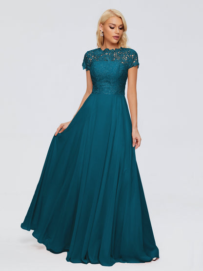 Cicinia Rose A-Line Cap Sleeves Lace Bridesmaid Dresses With Pockets
