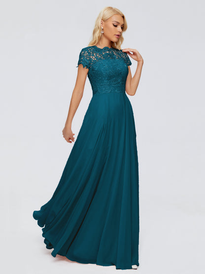 Cicinia Rose A-Line Cap Sleeves Lace Bridesmaid Dresses With Pockets